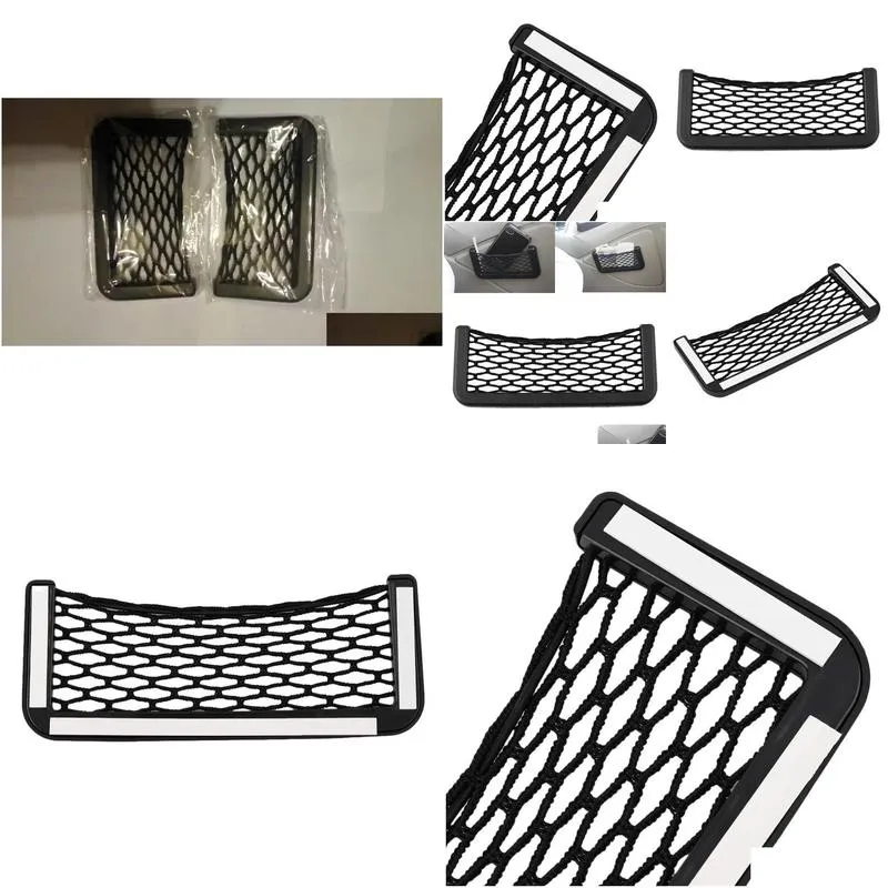 car net organizer pockets net car storage second generation automotive mesh bag with adhesive visor zz