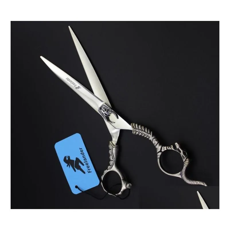 with leather case freelander 7.0 inch 440c 62hrc tb-71 cutting scissors with sheep head on scissors handle