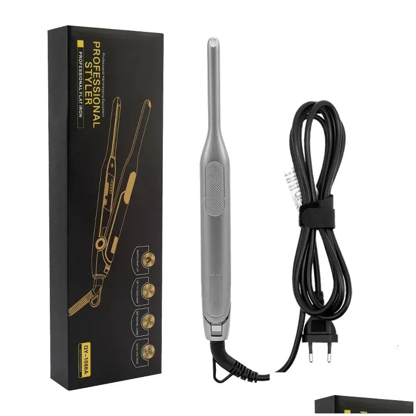 hair straighteners hair curler hair straightener 2 in 1 tourmaline ceramic narrow flat iron with led display for short beard hair ptc heating