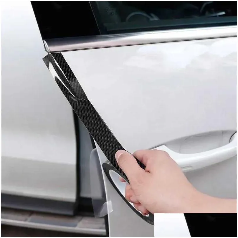 carbon fiber car door sticker auto threshold trunk anti scratch protective film strips universal waterproof accessories