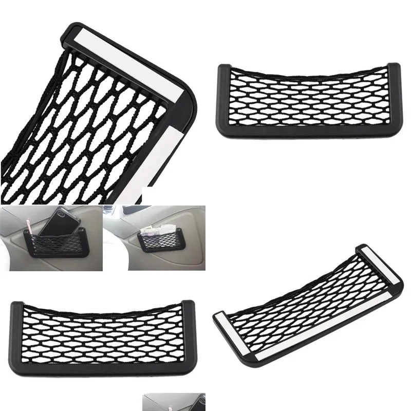 car net organizer pockets net car storage second generation automotive mesh bag with adhesive visor zz