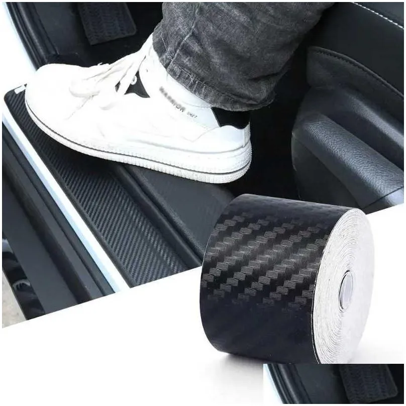 carbon fiber car door sticker auto threshold trunk anti scratch protective film strips universal waterproof accessories