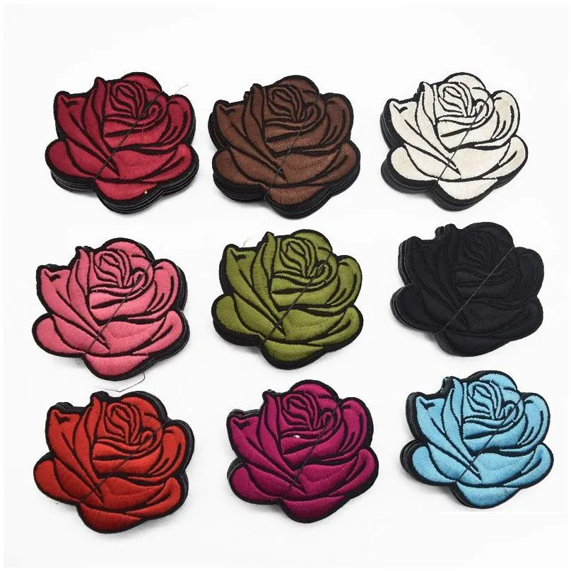 Sewing Notions & Tools 90Pcs 9Colors Rose Flower Embroidery Fabric Es Applique Embossed Lace Motif242O Drop Delivery Apparel Dhb76