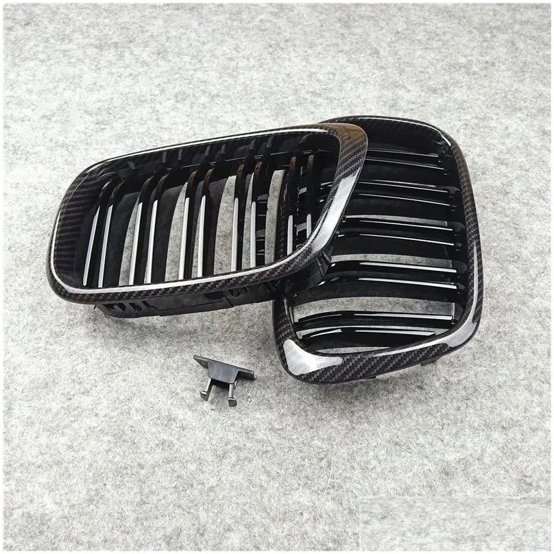 1 pair 2 slat car grilles for 5 series e39 carbon look front racing grill grille abs material zz