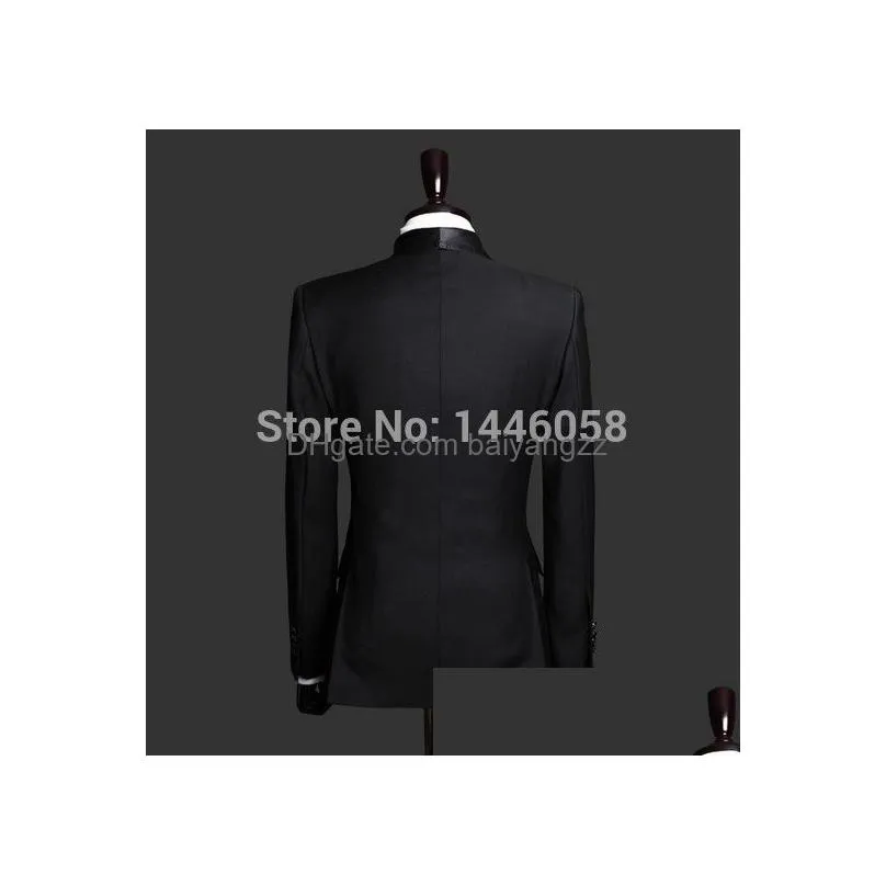 wholesale- selling 2017 groomsmen black double breasted groom suit mens wedding suits tuxedos for men bridegroom jacketaddpantaddtie