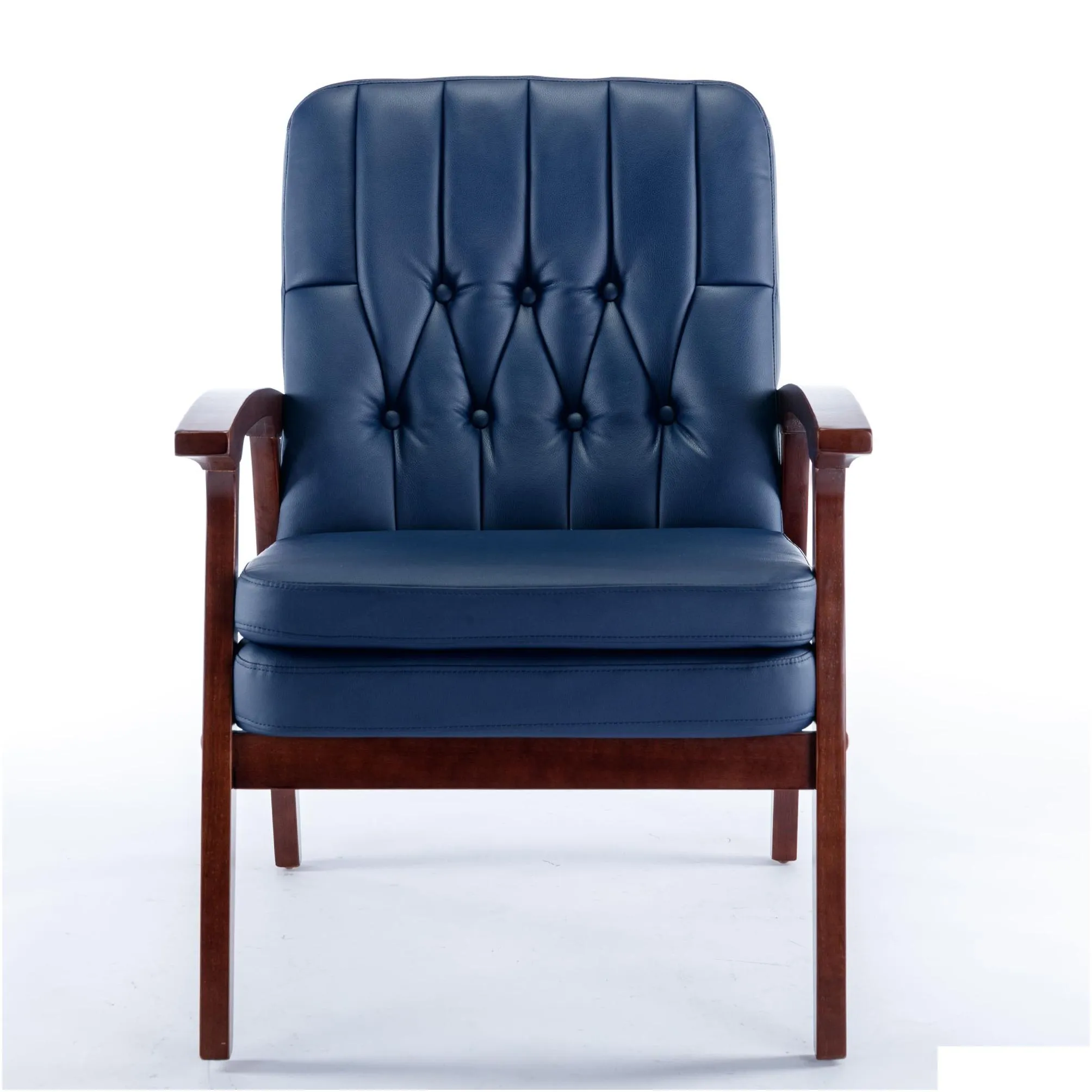 青い布地のアームレスト付きチェア 青い布地のアームレスト付きチェア