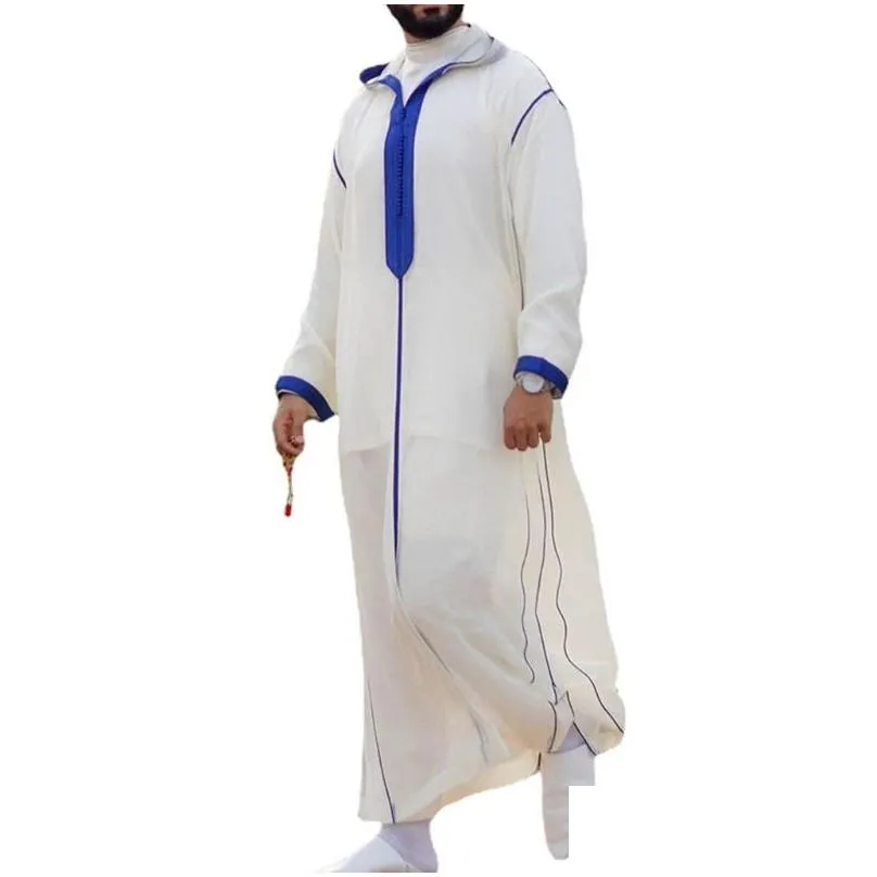 Ethnic Clothing Muslim Jubba Thobe Clothes Men Hoodie Ramadan Robe Kaftan Abaya Dubai Turkey Islamic Male Casual Drop Delivery Dhjxm