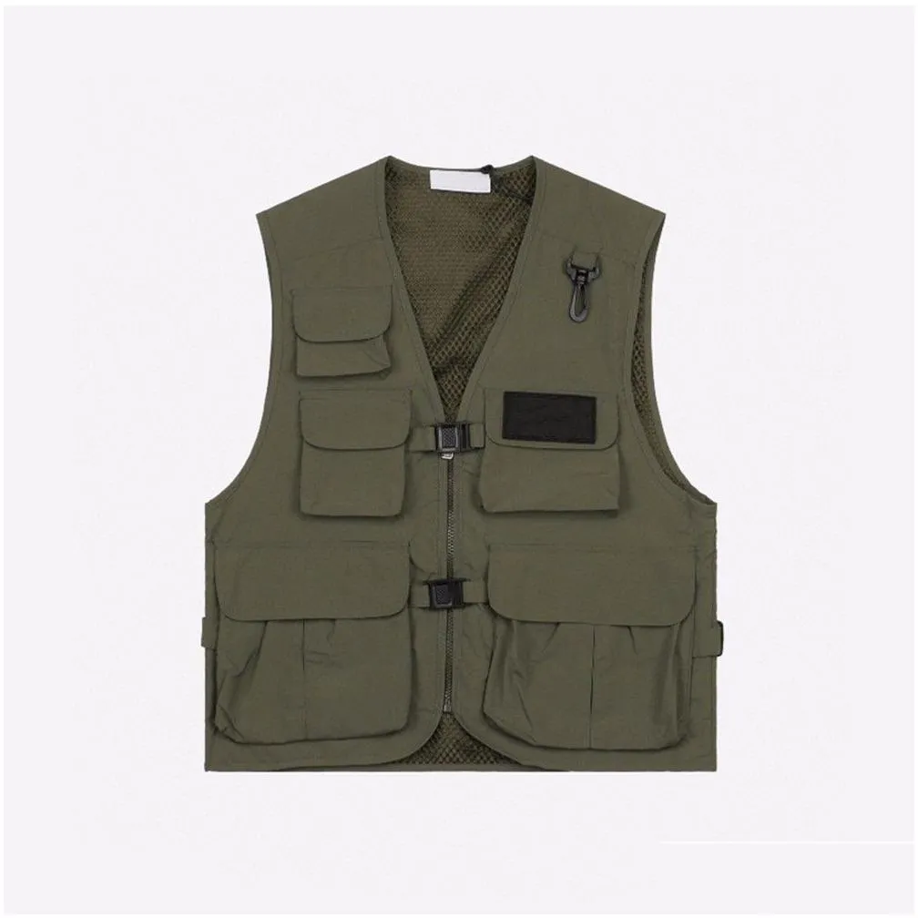 Men`S Vests Mens Vests Designer Waistcoat Outdoor Sportswear Mti-Pockets Sleeveless Jacket Coat Casual Streetwear Tactical Thin Mesh V Dhjk7