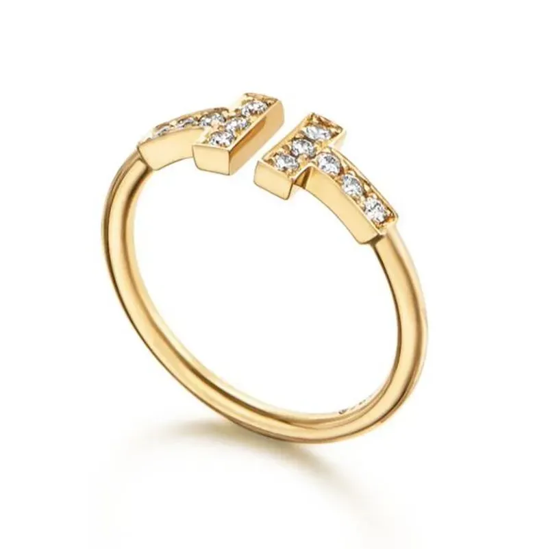 Designer Double T Ring Women`s Gold Ring 18K Gold plated Women`s Men`s Wedding Ring Pearl Diamond Ring Stainless steel silver Rose Gold Anniversary Christmas Gift