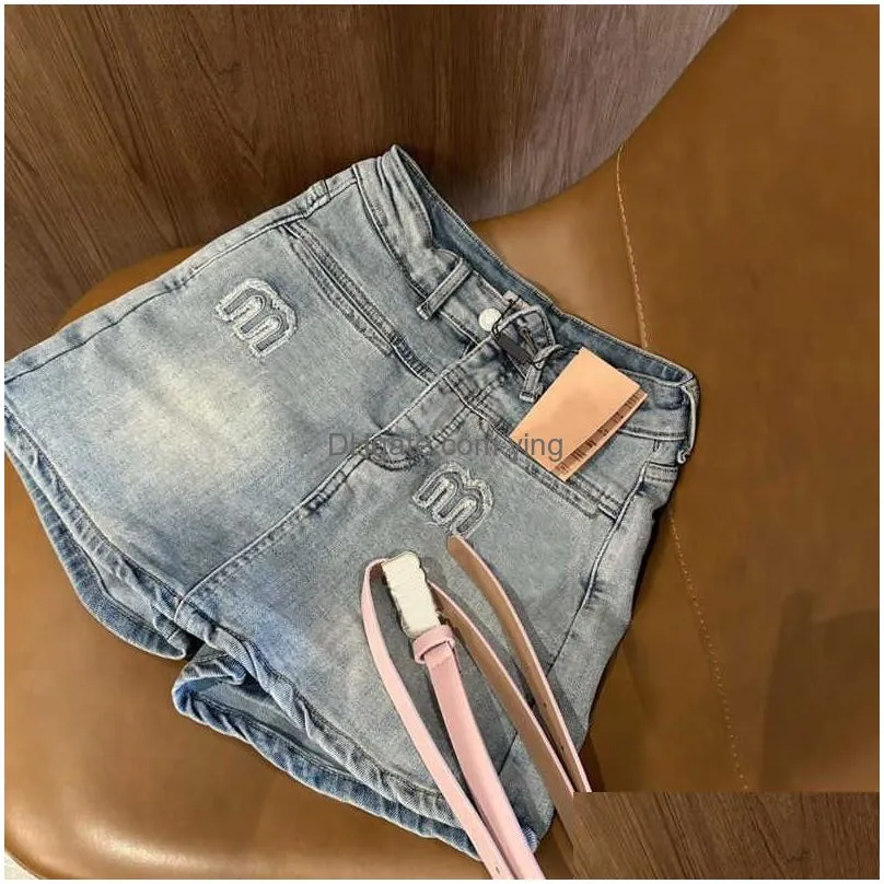 jeans luxury brand designer womens clothing american sweetheart denim shorts fashion miniskirt embroidered letters trousers