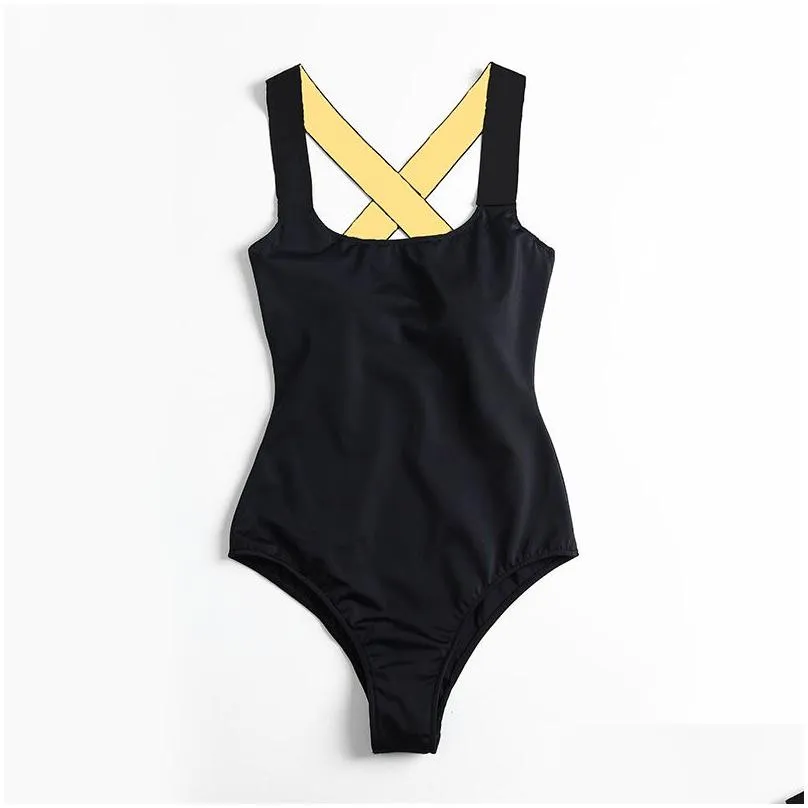 Women`S Swimwear Code 101 New High-Quality Ladies Fashion Y Triangle One-Piece Er Belly Swimsuit Drop Delivery Apparel Women`S Clothi Dh3Jc