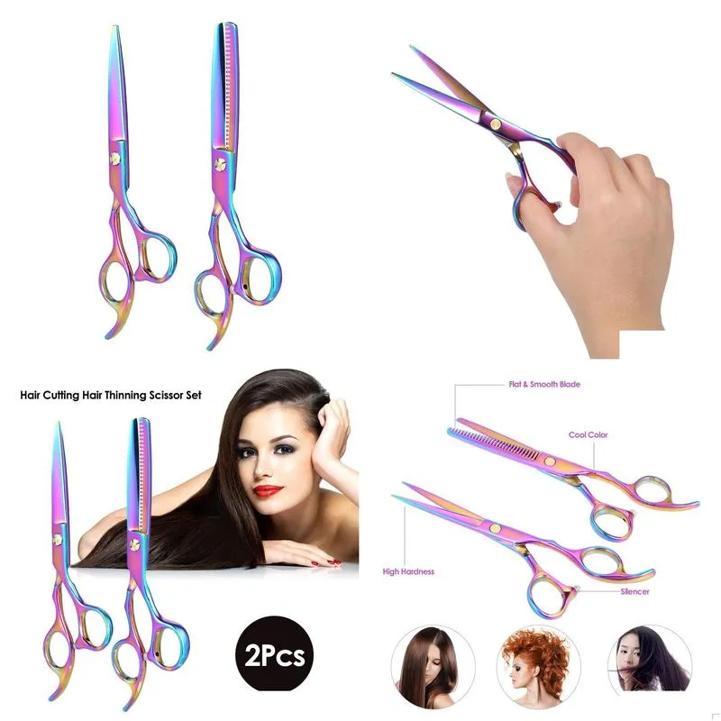 2pcs hair cutting set hair thinning scissor hairs shear kit for hairdressing salon haircut tool toadult & children