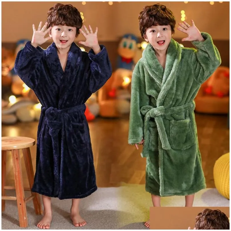 robes towels robes mudipanda winter kids sleepwear robe flannel warm bathrobe for girls teenagers children pajamas for boys 214 years