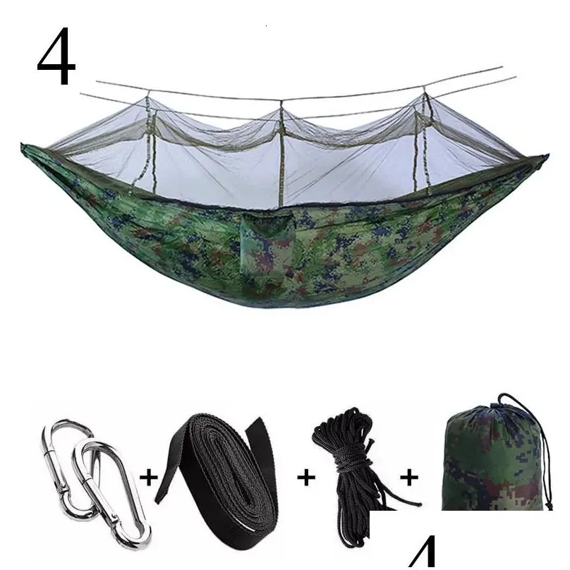 hammocks portable outdoor camping hammock 1-2 person go swing with mosquito net hanging bed ultralight tourist sleeping hammock 230518