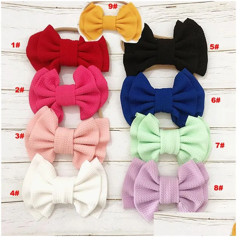 kids big bow headbands double layer 6inch bows girls turban head wraps kids top knot nylon hairband diy hair accessories