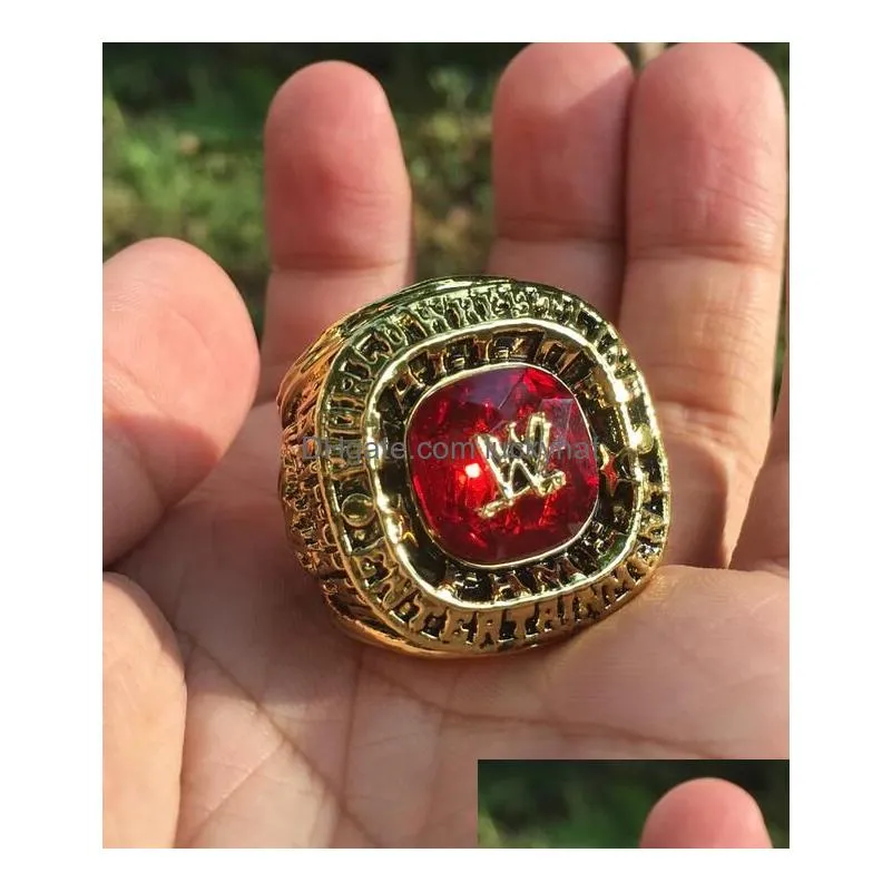 Cluster Rings 2008 Wrestling Federation Hall Of Fame Championship Ring With Wooden Display Box Souvenir Men Fan Gift Wholesale Drop D Dhhre