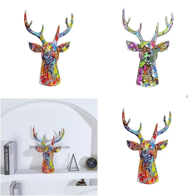 customized handmade deer head sculpture ornament resin craft for bar home art decoration