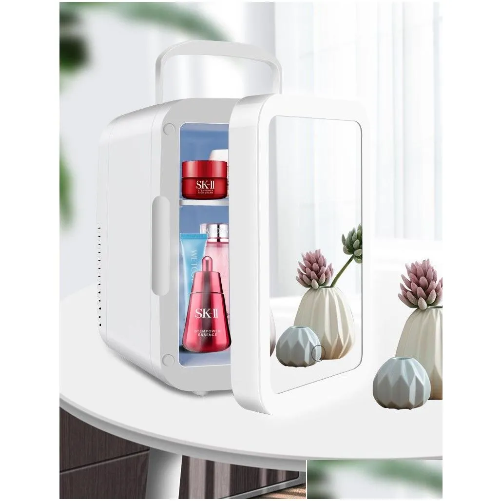 4l cosmetics fridge mini frigde led light makeup mirror beauty refrigerators skincare refrigerator for home car travel portable