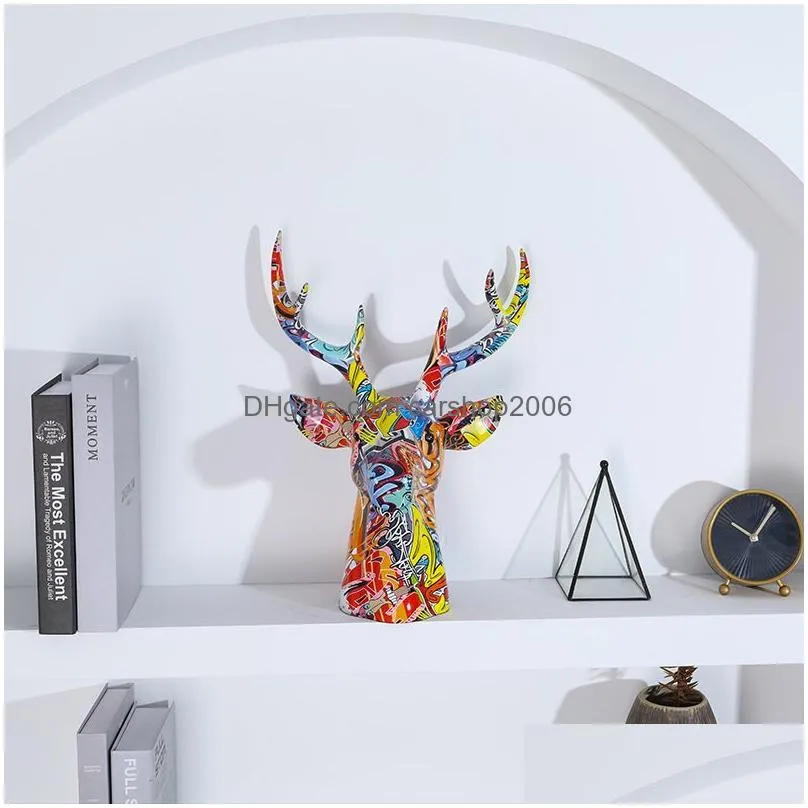 customized handmade deer head sculpture ornament resin craft for bar home art decoration