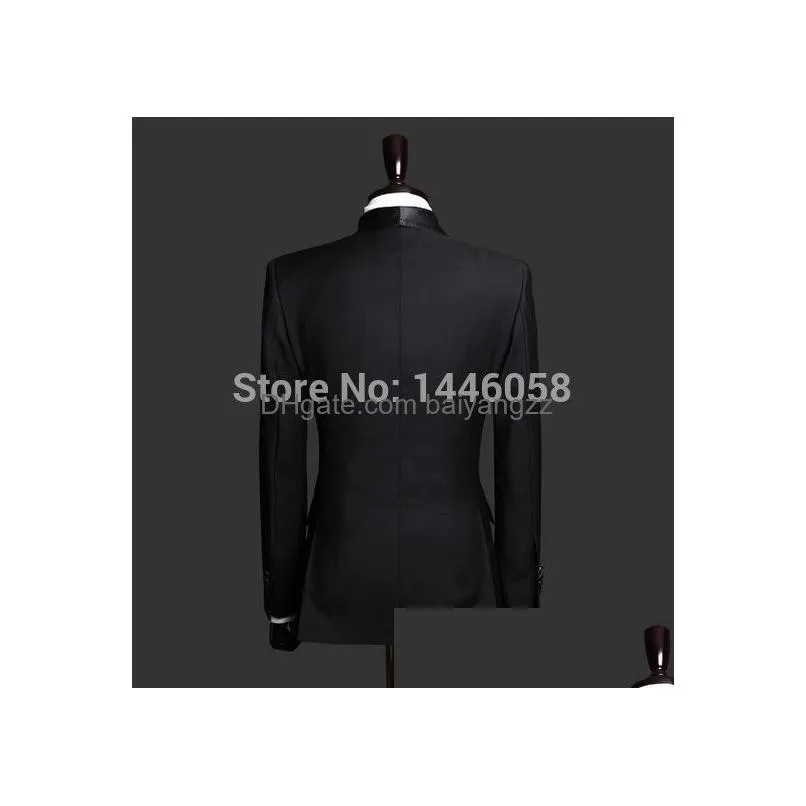 wholesale- selling 2017 groomsmen black double breasted groom suit mens wedding suits tuxedos for men bridegroom jacketaddpantaddtie