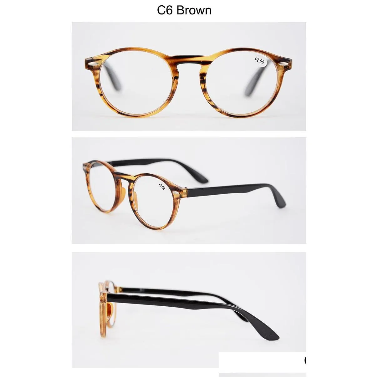 wholesale round plastic read glasses for women and man cheap fashion reading designer eyewear glasses magnification strength 1.00 2.00