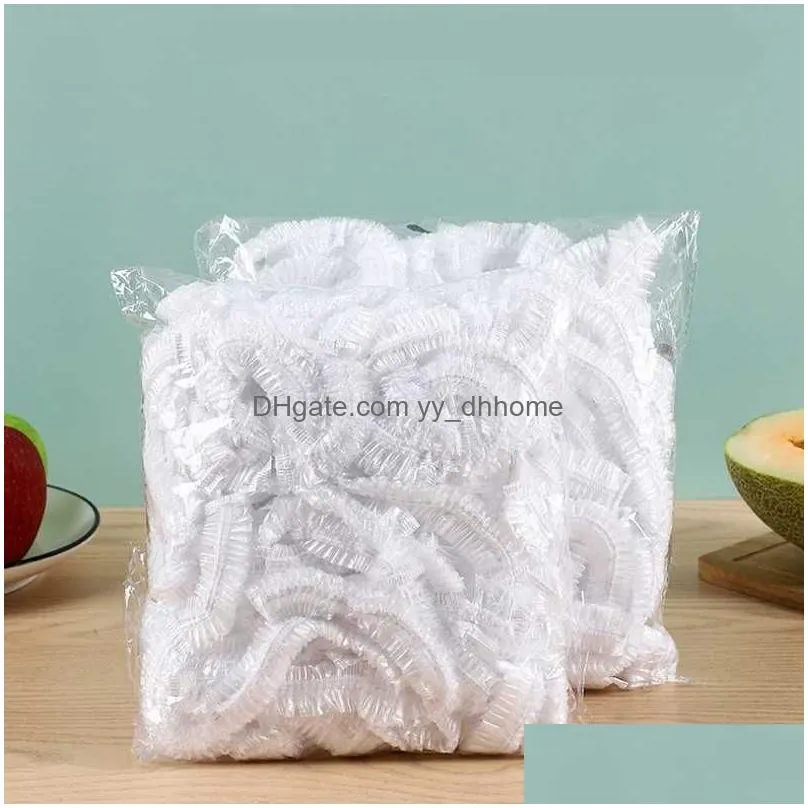  100pcs disposable food cover plastic elastic wrap for fruit vegetable refrigerator -keeping cover kitchen organizer bags