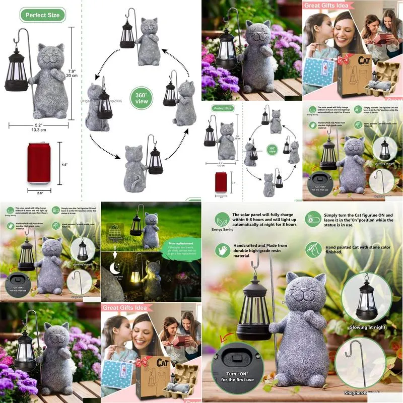large black bear home decor welcome bear statue with solar lantern light for home outdoor garden patio and yard decor