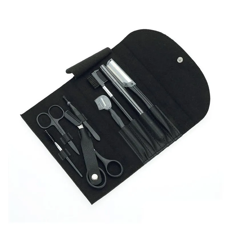 facial makeup tools eyebrow trimmer with eyebrow scissors comb tweezers scraper bag packaging