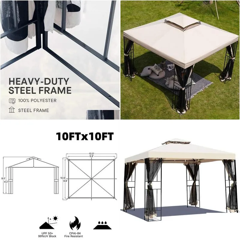 10x10 ft patio gazebo outdoor instant canopy