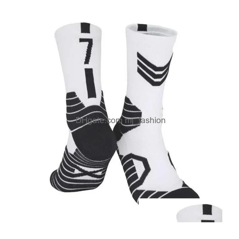 Sports Socks Men039S Basketball Sports Socks Training Tube 38 Styles Towel Bottom Antiskid Wearresistant Breathable Suitable For All S Dhxgx