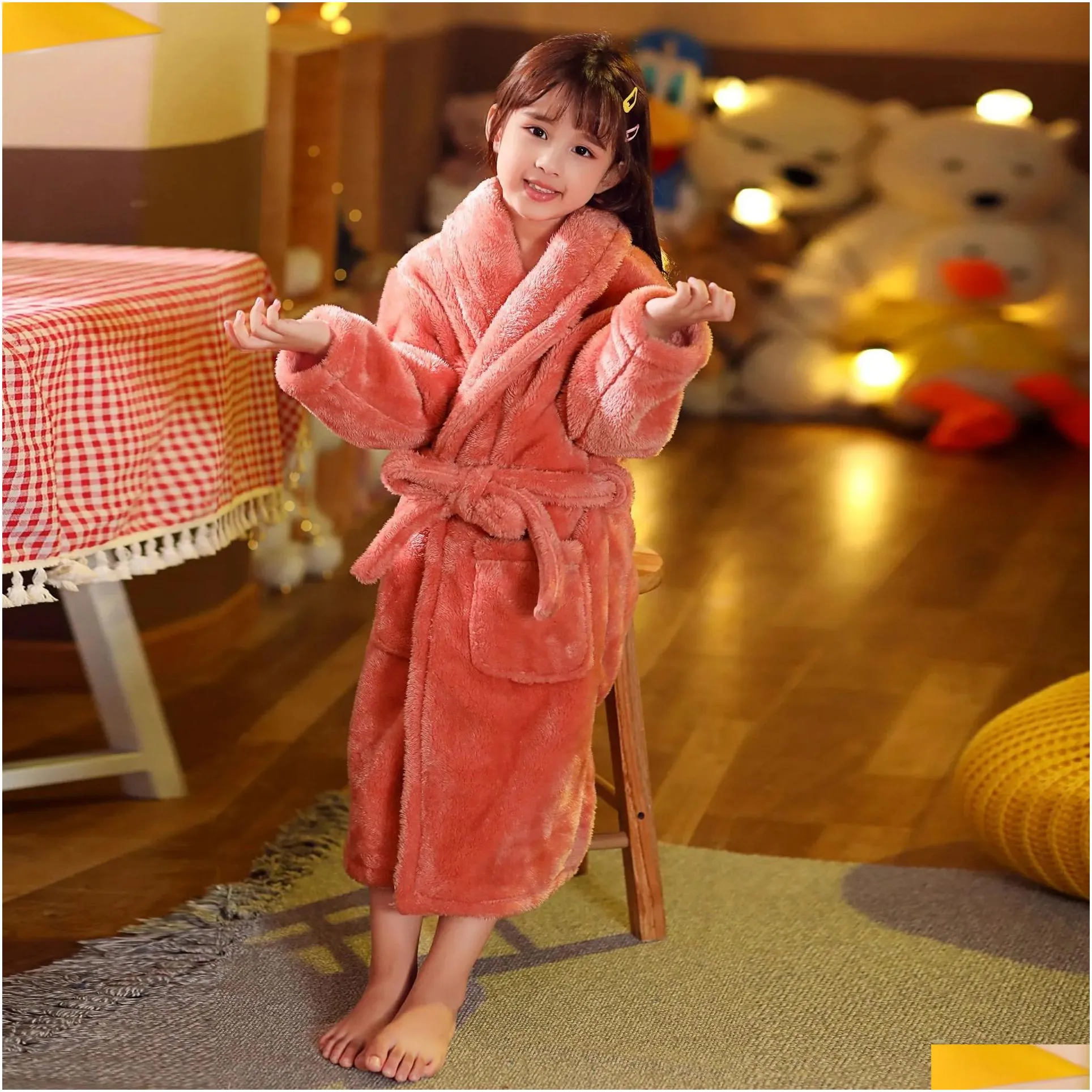 robes towels robes mudipanda winter kids sleepwear robe flannel warm bathrobe for girls teenagers children pajamas for boys 214 years