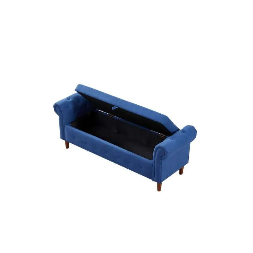 new style space saving storage multipurpose rectangular sofa stool with large storage space,navy blue