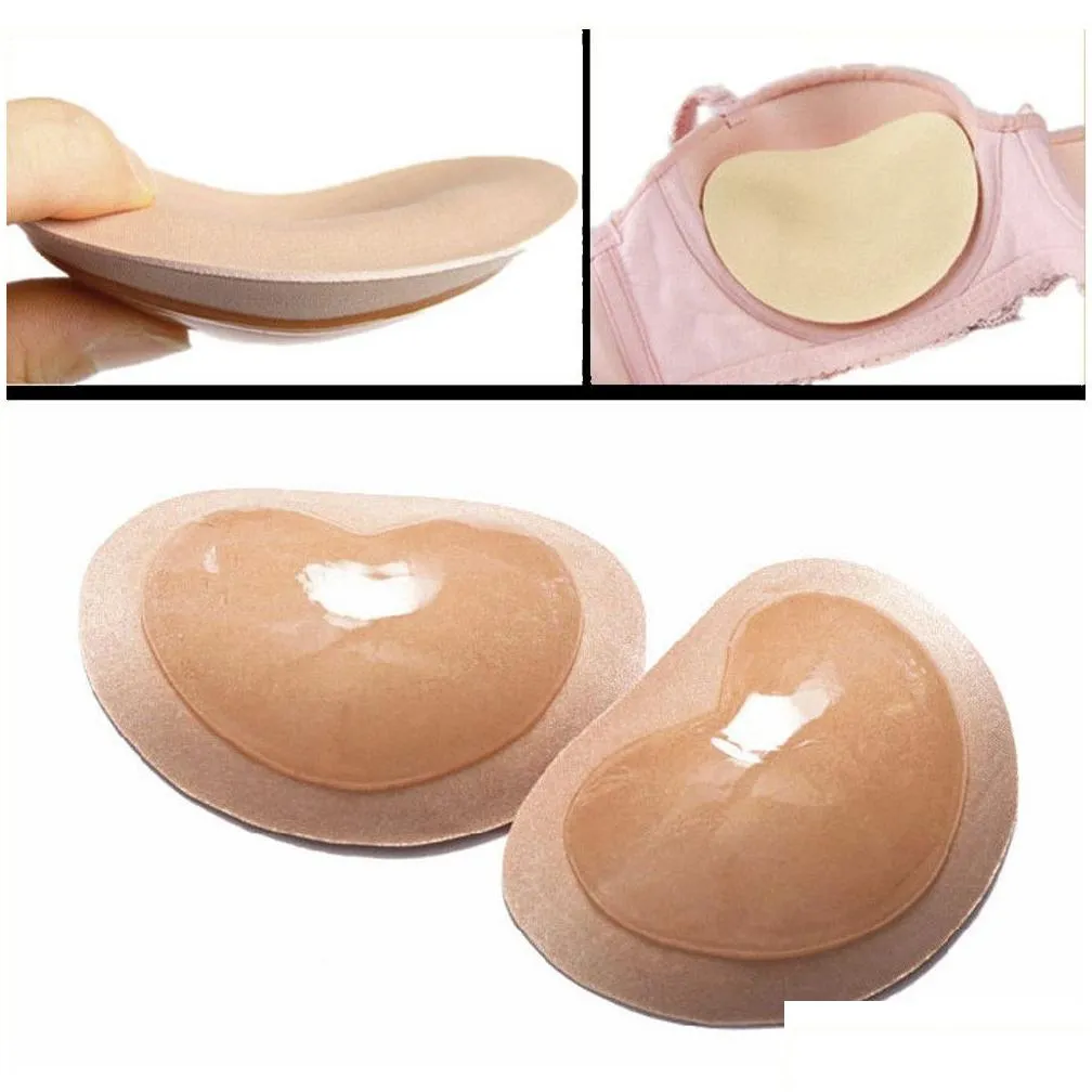 Intimates Accessories Invisible Heart Padding Magic Bra Insert Pads Push Up Sile Adhesive Breast Enhancer Bikini For Women Swimsuit D Dhvqw