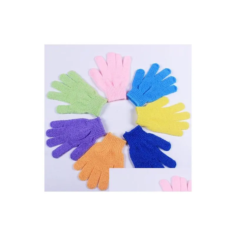 exfoliating gloves skin body bath shower loofah nylon mittens scrub massage spa bath finger gloves 5141019