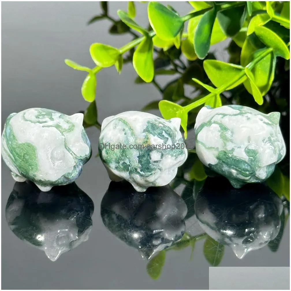 arts and crafts natural crystal stone ornaments carved animalia pig reiki healing quartz mineral tumbled gemstones hand home decorat