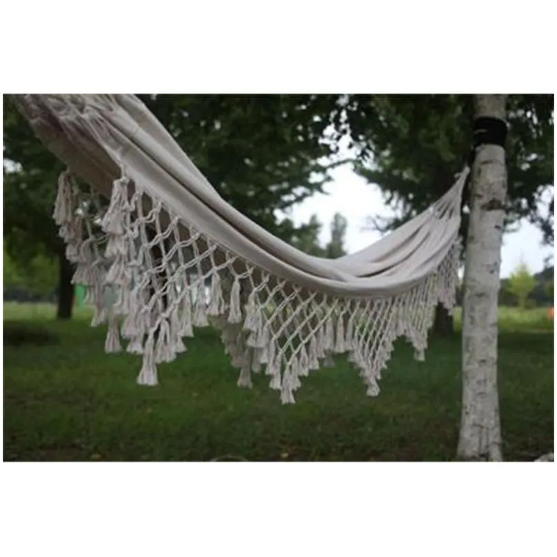 2 person large brazilian macrame fringe double swing net chair out/indoor hanging hammock swings