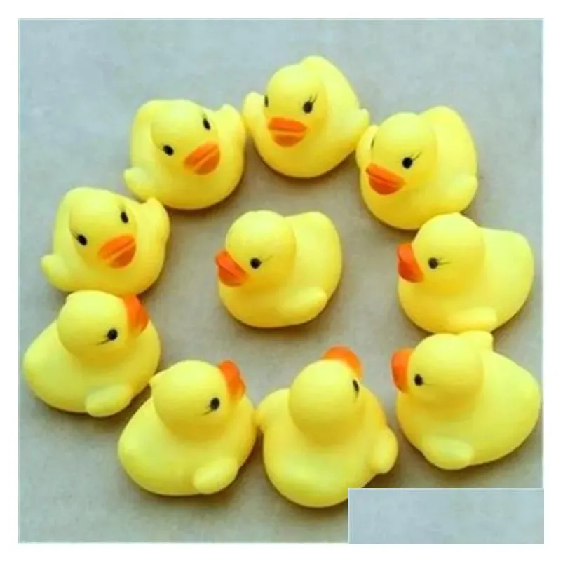 100 pcs rubber duck yellow duckie squeezing call baby shower water toys whole children birthday favors kid039s tub bathroom9213852