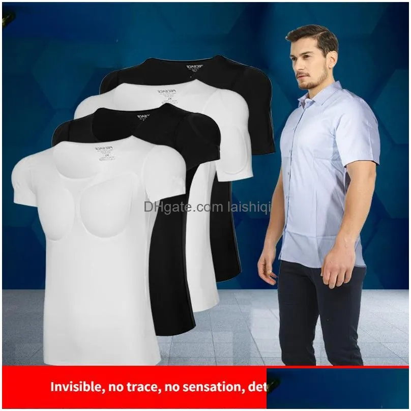 waist tummy shaper man fake muscle body shaper chest sponge t-shirt cosplay invisible abdominal arm pad top underwear fitness suit for model party