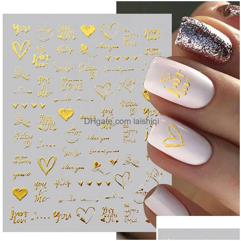 stickers decals 1pcs 3d laser heart letter nail sticker nail art decoration flower star nail accessories decal stickers nail supplies nail parts
