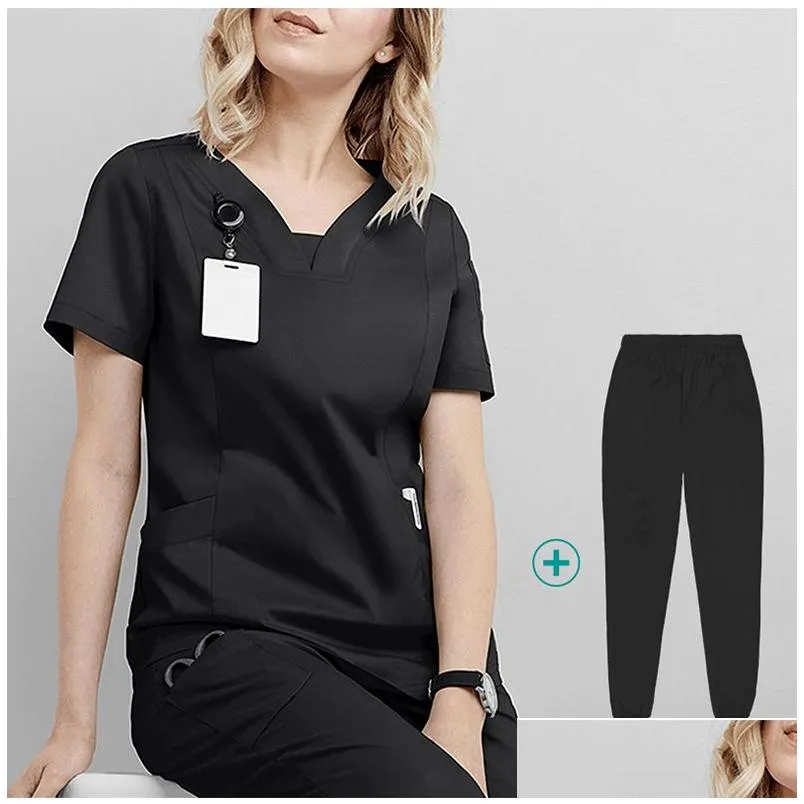 Women`S Two Piece Pants Surgical Overalls Medical Uniform Two Piece Pants Scrubs Hospital Workwear Health Nurse Dental Operating Room Dheun