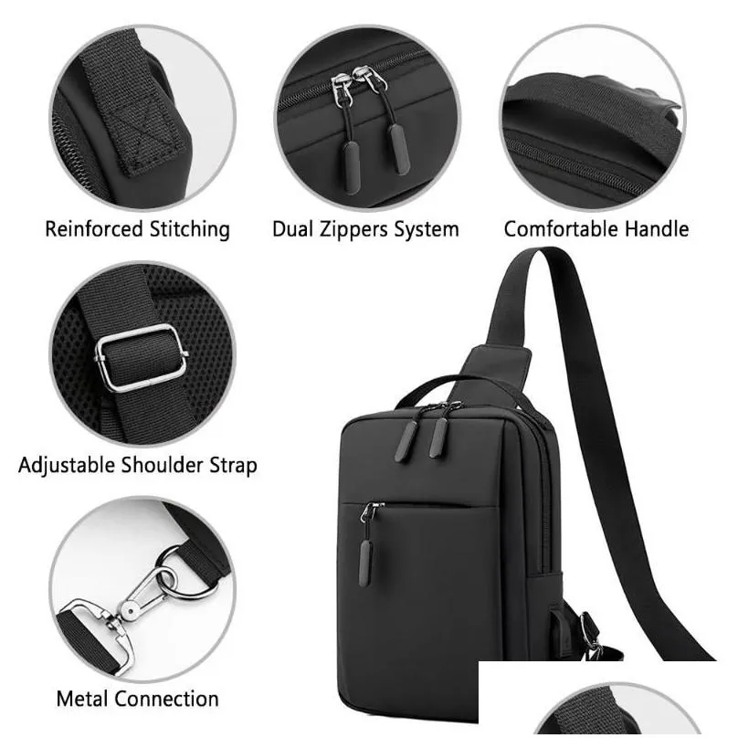 Outdoor Bags Men Sling Bag Single Shoder Crossbody Wear-Resistant Nylon Adjustable Strap Sports Drop Delivery Dhnxk