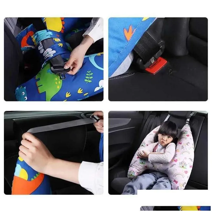 cute animal pattern kid neck head support u-shape children travel pillow cushion for car seat safety kids