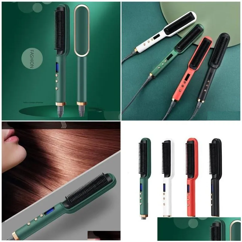 hair brushes air comb led display dry wet thermostatic curly and straight 2 in 1 anti scalding negative ions 230510 drop delivery prod