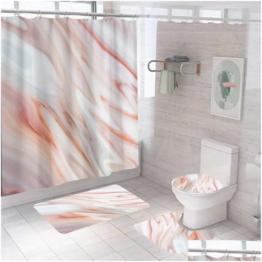 shower curtains pink crack shower curtains fashion bathroom curtain bath sets cover mat non-slip washroom rug set modern 180x180cm