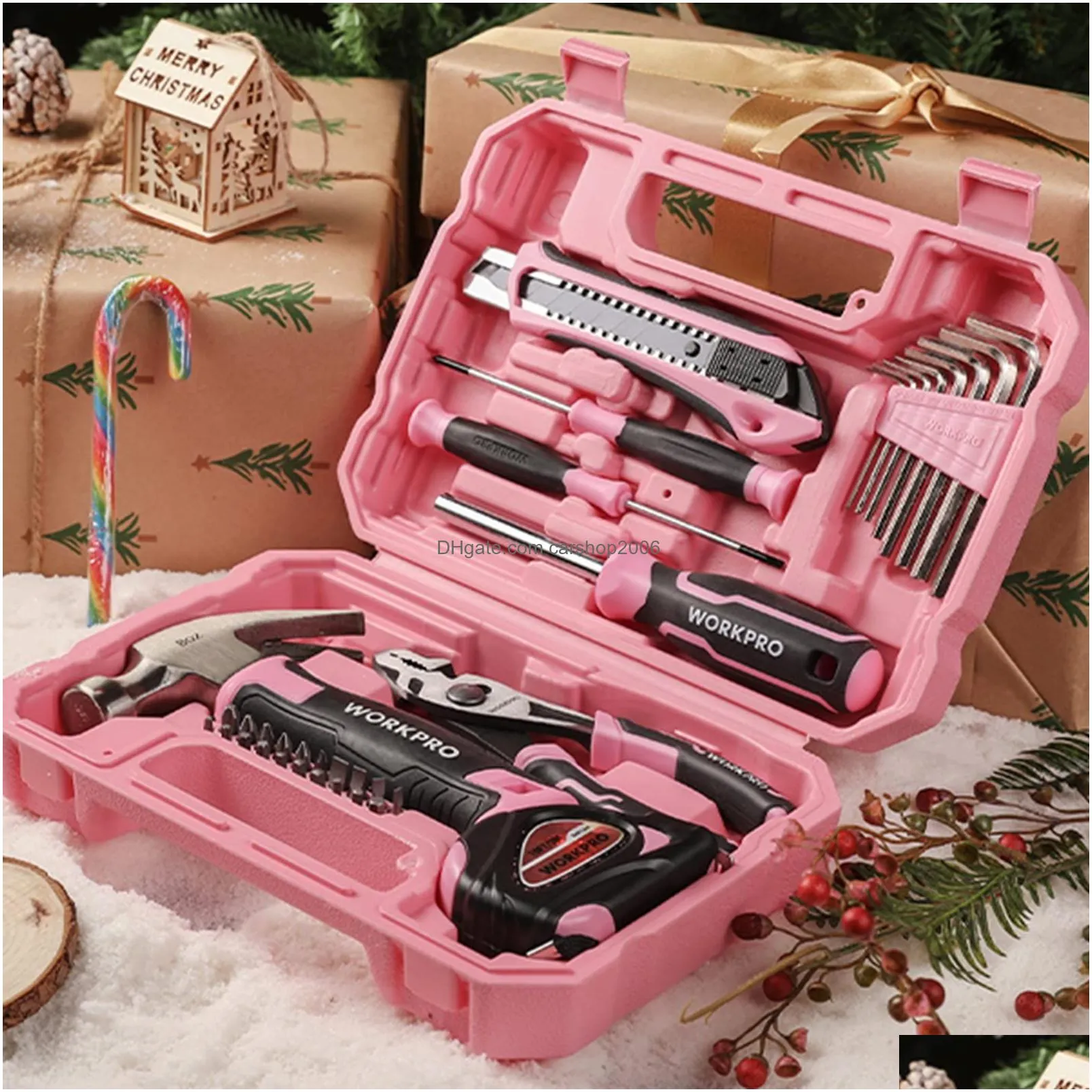 35-piece pink tools set household tool kit with storage toolbox basic tool set for home garage apartment dorm house