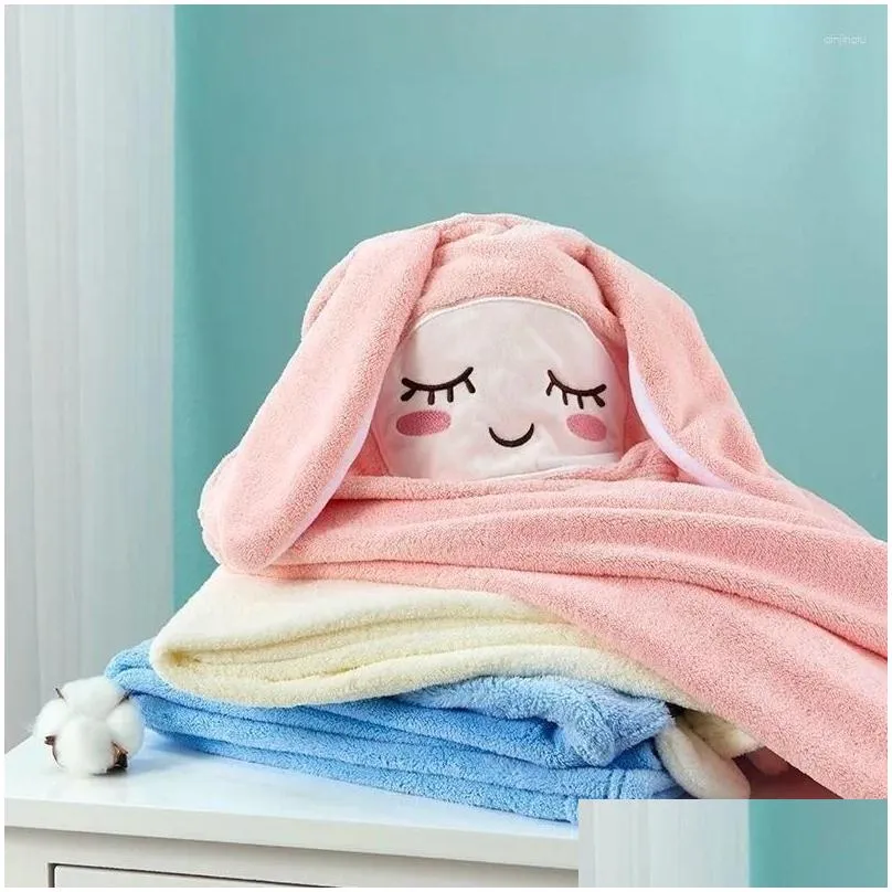 jackets children`s cute cartoon hooded beach bath towel soft coral velvet fleece blanket animal born bathrobe quilt washcloth