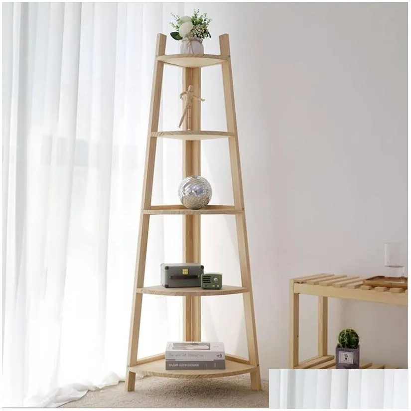 corner shelf solid wood bedroom furniture tripod multi-layer bookshelf modern simple balcony corners flower racks2879