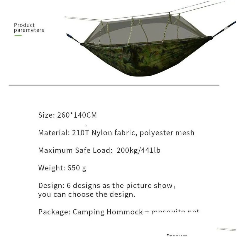 hammocks portable outdoor camping hammock 1-2 person go swing with mosquito net hanging bed ultralight tourist sleeping hammock 230518