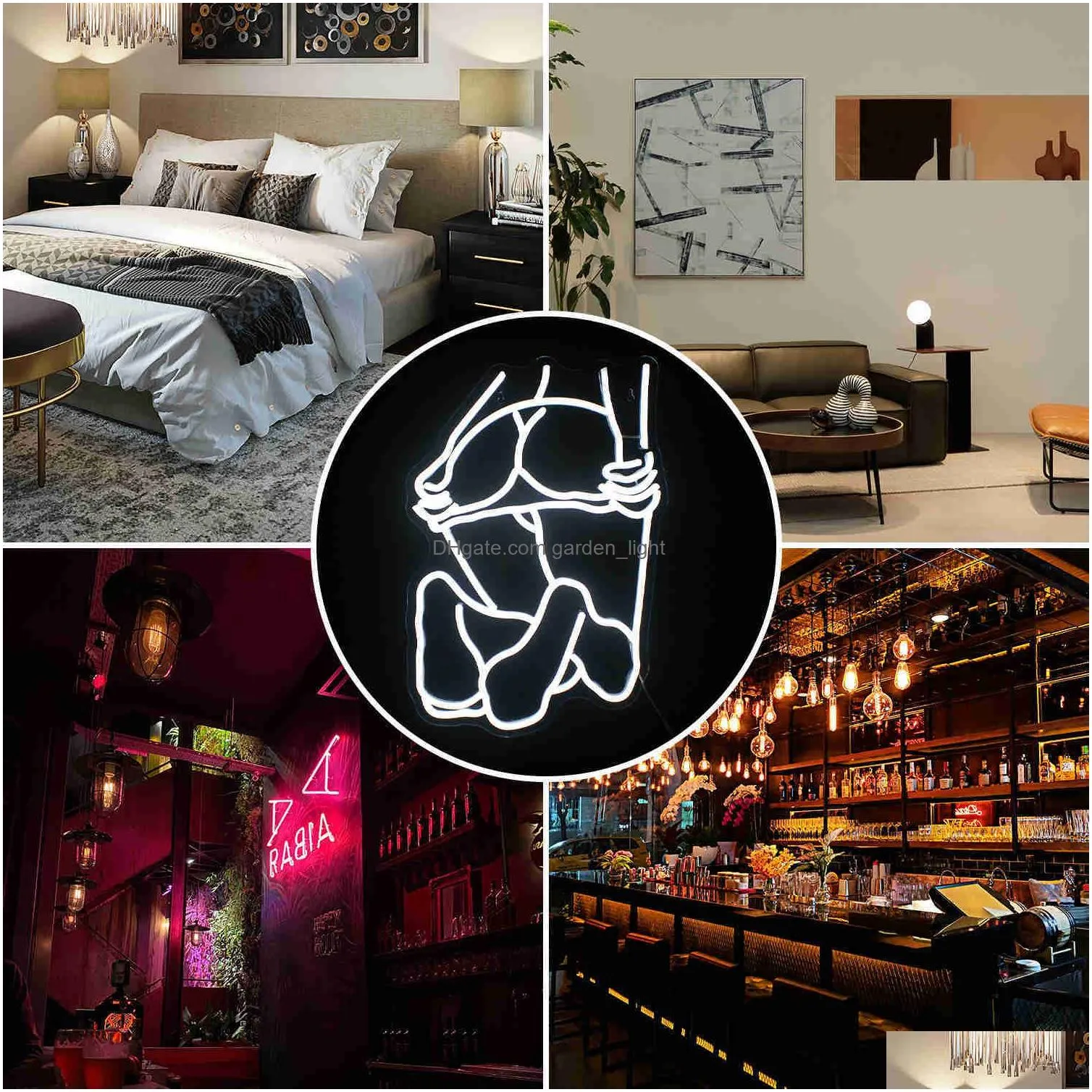 Led Neon Light Woman Lady Figure Wall Decor Sign For Bedroom, Bar, Home ...