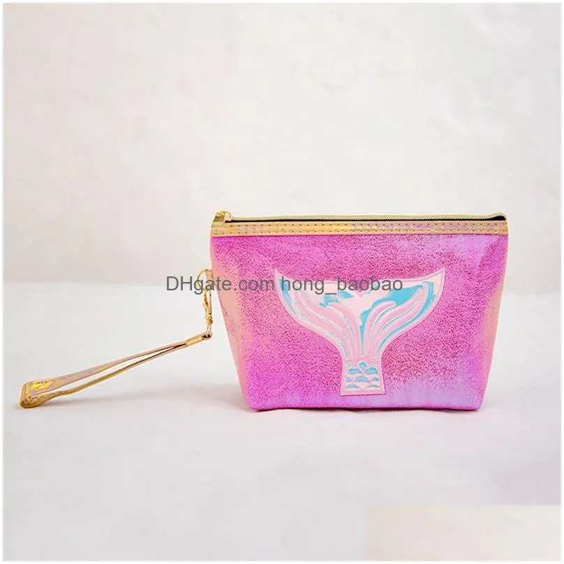 mermaid laser makeup bag pu cosmetic bag creative storage pouch handle waterproof travel wash bags handbag wallet bolsa de maquillaje laser